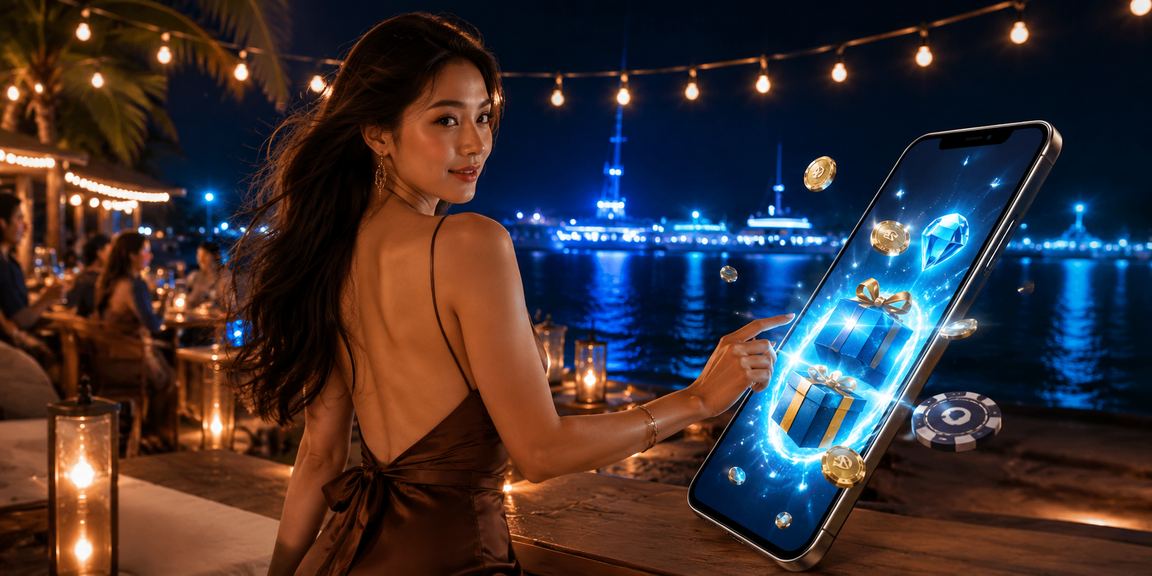 Người dùng Phú Quốc đăng ký tài khoản và kiểm tra thông tin nạp tiền tại quán cà phê ven biển